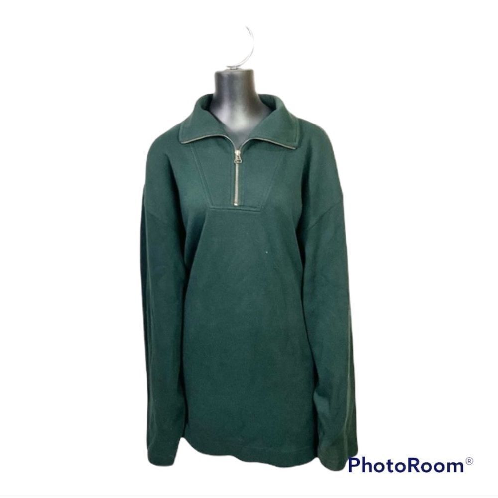 Faconnable Green 100% Cotton Quarter Zip Long Sleeve Pullover XXL